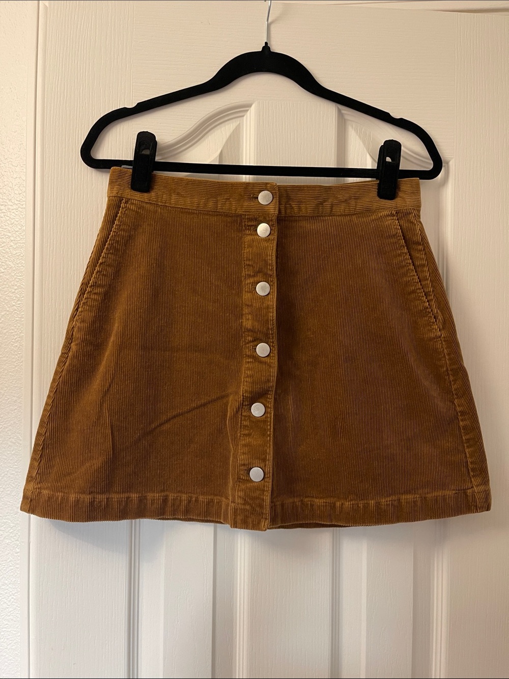 Uniqlo Brown Corduroy Button-Front Mini Skirt